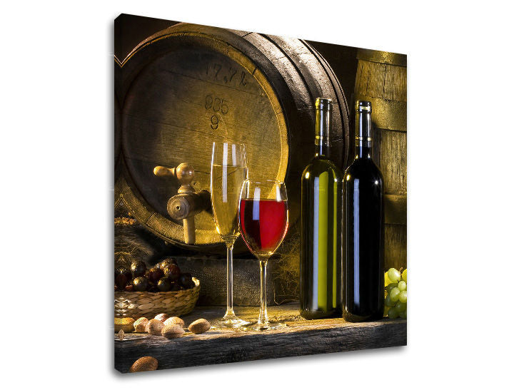 Rustikální obraz na plátně s motivem hrozno, mapa v hnědo-zelených odstínech, teplá atmosféra, vhodný do kuchyně | Obraz na stěnu KUCHYNĚ – hlavní