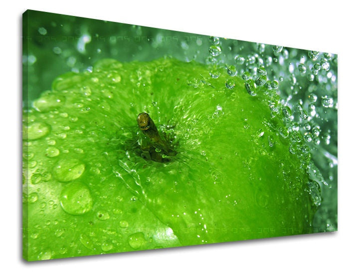 Klasický obraz na plátně s motivem ovoce v zelených odstínech, svěží atmosféra, příroda, vhodný do kuchyně | Obraz na stěnu KUCHYNĚ – hlavní