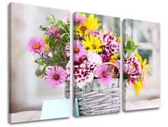 3dílná nástěnná malba KVĚTINY KV030E30