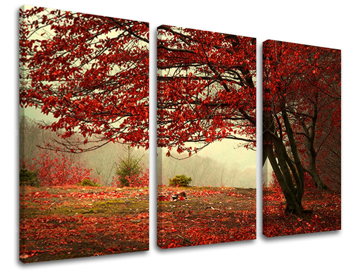 3dílná nástěnná malba STROMY ST017E30