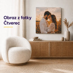 Obraz z fotky na plátně – čtverec, personalizovaný fotoobraz na zeď do obývacího pokoje