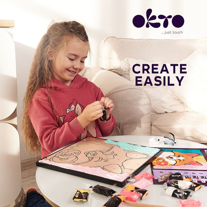 Moderní obraz na plátně s motivem liška v zeleno-fialových odstínech, hravá atmosféra, kreativita a příroda | OKTO malování samotvrdnúcou hmotou 30 x 30 cm Líška – produkt, pohled 5