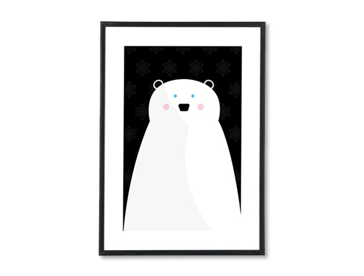 Ve skandinávském stylu obraz s motivem Happy Boy, příroda, zvíře v bílo-modrých odstínech | Plakát na stěnu Happy Boy, příroda – náhled