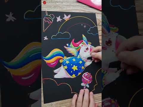 Kouzelné stírací obrazy pro děti - Unicorn - 4 ks