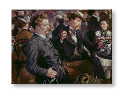 Moderní obraz na plátně s motivem Adolf Menzel - Na pivnej záhrade, pes v hnědo-bílých odstínech, městský život | Obraz na plátně Adolf Menzel - Na pivnej záhrade – produkt