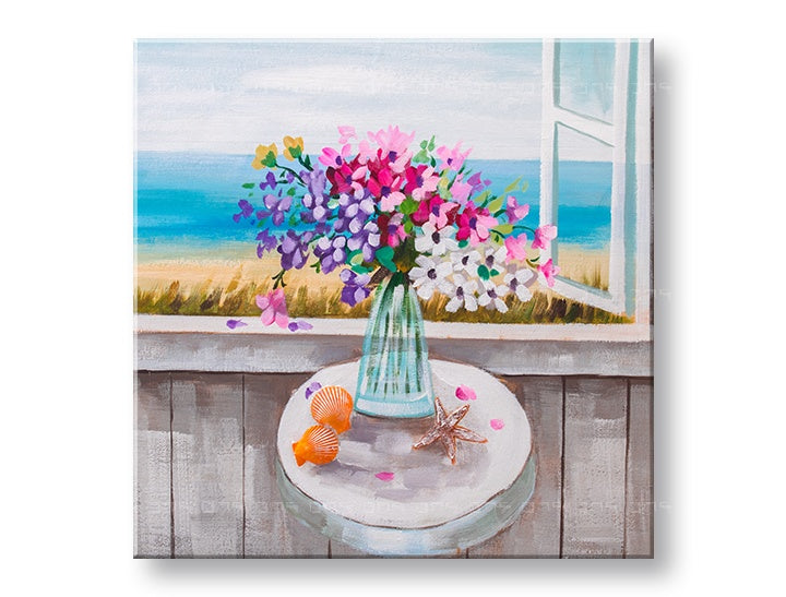 Malovaný nástěnný obraz KVĚTINY VE VÁZE 1-dílný CFAZH5149E1 - 60x60 cm