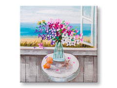 Malovaný nástěnný obraz KVĚTINY VE VÁZE 1-dílný CFAZH5149E1 - 60x60 cm