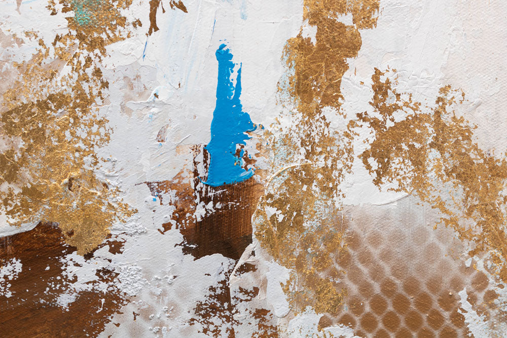 Ručně malovaný obraz na plátně s motivem náboženský motiv v bílo-hnědých odstínech, sofistikovaná atmosféra, vhodný do kanceláře | Malovaný obraz na stěnu ABSTRAKT – produkt, pohled 3