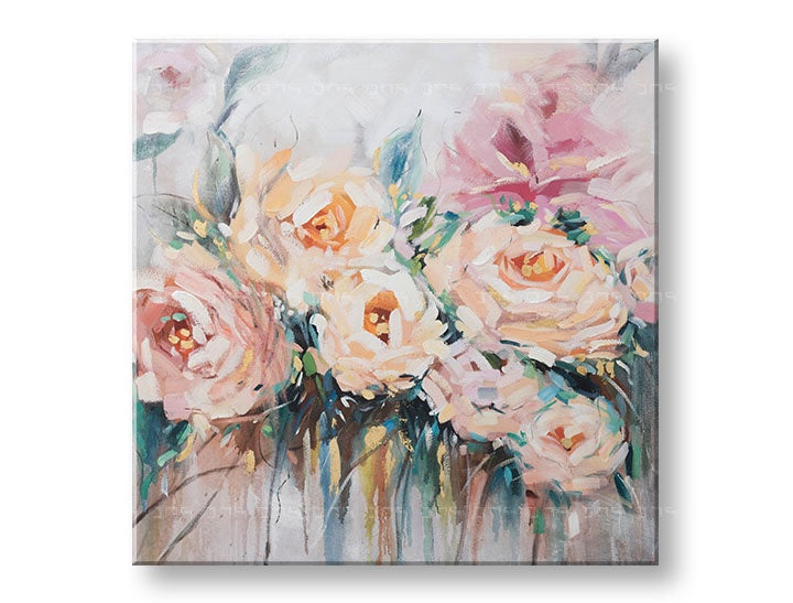 Malovaný nástěnný obraz KVĚTINY 1 díl CWFFL037 - 100x100 cm