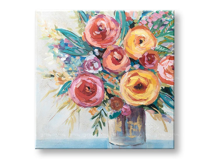 Malovaný nástěnný obraz KVĚTINY 1 díl CWFFL038 - 80x80 cm