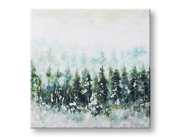 Malovaná nástěnná malba LES 1 díl CWFTR033 - 100x100 cm