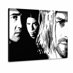 Ručně malovaný obraz POP Art Nirvana 1 kus nir – 3D vizualizace ručně malovaného plátna na bílém pozadí. Dominantní barvy: černá, bílá, šedá.
