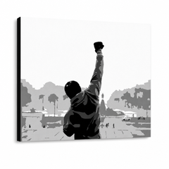 Ručně malovaný obraz POP Art ROCKY 1 kus rocky – 3D vizualizace ručně malovaného plátna na bílém pozadí. Dominantní barvy: černá, bílá, šedá.