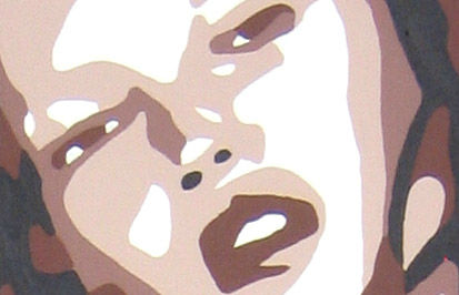 Detailní náhled kompozice obrazu s motivem ženy v pop-art stylu Papilora.