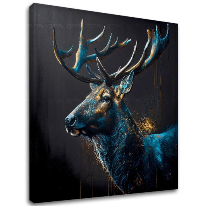 Set Safari Gold – Klidný strážce pralesa, 3D canvas gallery-wrap plátno ručně dotvořené akrylem, prémiová kvalita