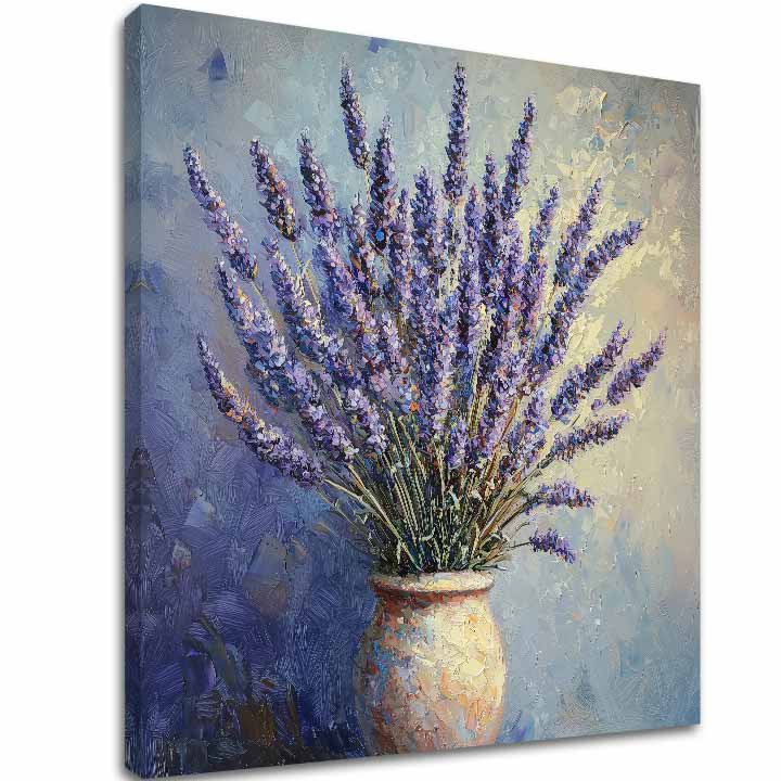Obraz Levandulový sen – 3D canvas gallery-wrap plátno ručně dotvořené akrylem, s uklidňujícími tóny.
