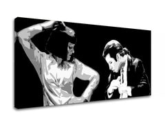 Pop art obraz na plátně s motivem Pulp Fiction, muž v obleku, příroda v bílo-černých odstínech, dramatická atmosféra, vhodný do kanceláře – produkt, pohled 2