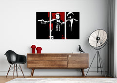 Pop art obraz na plátně s motivem Pulp Fiction v bílo-červených odstínech, intenzivní atmosféra, filmový svět, vhodný do obývacího pokoje | POP Art obraz Pulp Fiction – hlavní