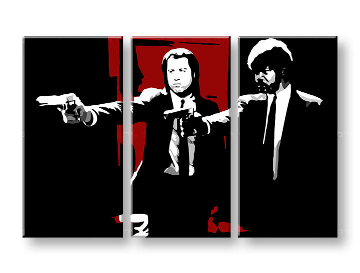 Pop art obraz na plátně s motivem Pulp Fiction v bílo-červených odstínech, intenzivní atmosféra, filmový svět, vhodný do obývacího pokoje | POP Art obraz Pulp Fiction – produkt