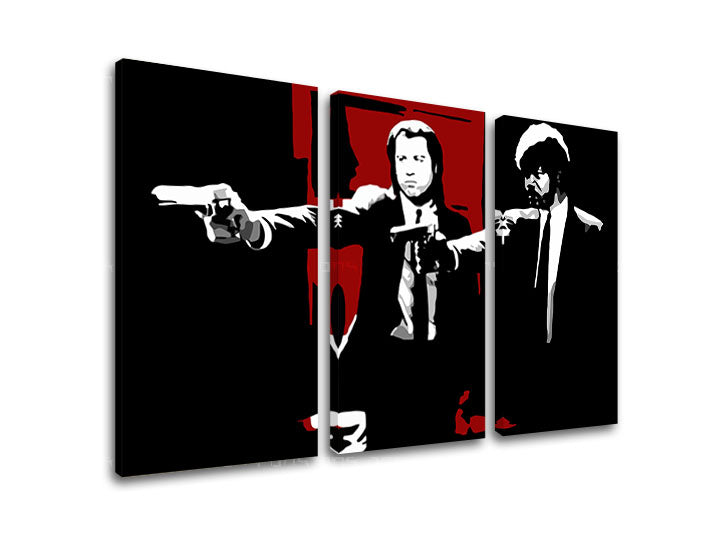 Pop art obraz na plátně s motivem Pulp Fiction v bílo-červených odstínech, intenzivní atmosféra, filmový svět, vhodný do obývacího pokoje | POP Art obraz Pulp Fiction – produkt, pohled 2