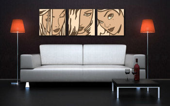 Ručně malovaný obraz POP Art LICHTENSTEIN 3 díly li2