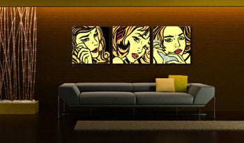 Ručně malovaný obraz POP Art LICHTENSTEIN 3 díly li6