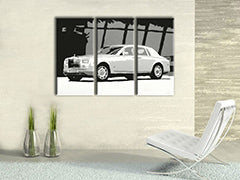 Ručně malovaný POP Art obraz BENTLEY, 3 dílný ohnutý