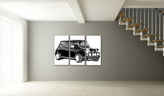 Ručně malovaný obraz POP Art MINI COOPER 3dílný mini