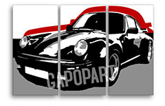 Ručně malovaný obraz POP Art s motivem PORSCHE 911, 3 díly, por5