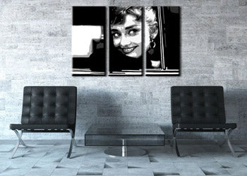 Ručně malovaný obraz POP Art Audrey HEPBHURN 3 díly ah1