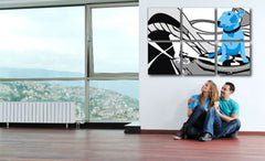 Ručně malovaný obraz POP Art Pes a DJs 6dílná sada DD