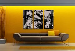 Ručně malovaný obraz POP Art Vrah se žlutýma očima, 3dílná postava kwye