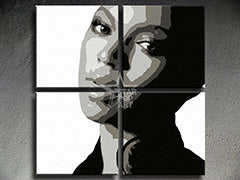 Ručně malovaný obraz POP Art BEYONCÉ 4 dílná bey