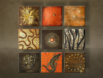 Ručně malovaný obraz ABSTRAKT 9 dílků NU0041E9