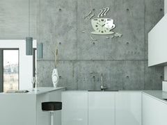 Moderní nástěnné hodiny COFFE TIME 3D WHITE