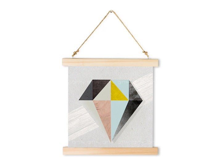 Geometrický obraz s motivem Shade or Boundary, diamant, dětský motiv v modro-růžových odstínech | Závěsné plátno na stěnu Shade or Boundary, luxusní dojem a elegance – náhled